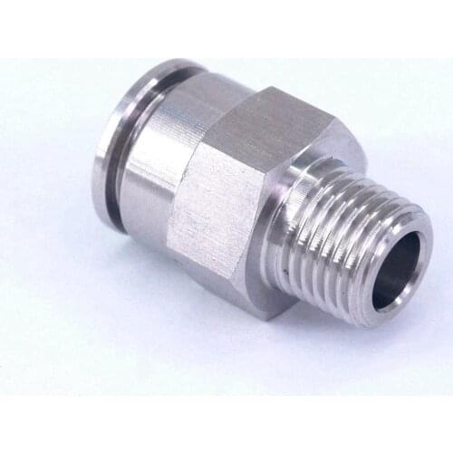 Pneumatic Straight Tube OD 12mm*1/4"BSP 304 Stainless Male Push in Fitting Quick Connector Anticorrosion Antioxidation