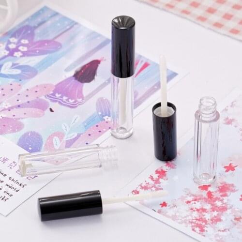 Transparent Empty Lip Gloss Tubes Plastic Lipgloss Bottle Lipstick Mini Sample Cosmetic Container With Black Caps