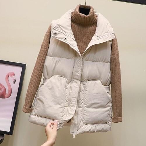 Autumn Winter New Down Cotton Vest Women Coat Korean Fashion Sleeveless Jacket Short Waistcoat Parka Loose Female Tops Tide G661