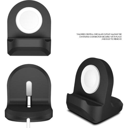 Silicone Charge Stand Holder Station Dock for Apple Watch Series 1/2/34/5/SE/6 Charger Cable For iWatch Vertical Base Station