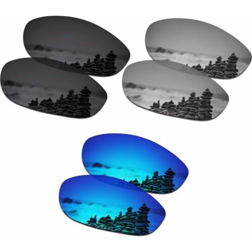 SmartVLT 3 Pairs Polarized Sunglasses Replacement Lenses for Oakley Monster Dog Stealth Black and Silver Titanium and Ice Blue