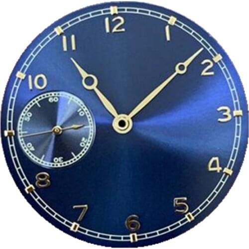 0.4mm Ultra Thin 37mm Watch Dial With Hands for ETA 6497 ST3600 Movement Replacement Accessories Blue Face