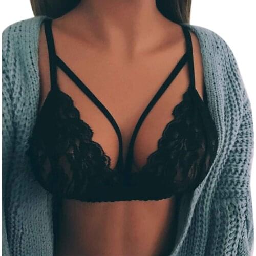 StylishBar Brallete Tops Sexy Women Lace Hollow Strappy Push Up Bra Cage Crop Top Bustier Vest Ladies Babydoll Bras encaje mujer