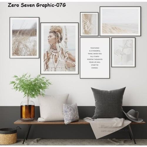 Light Toned Dried Flower Indian Feather Woman Inspirational Quote Canvas Poster Print Picture Wall Art Decor For Modern Home