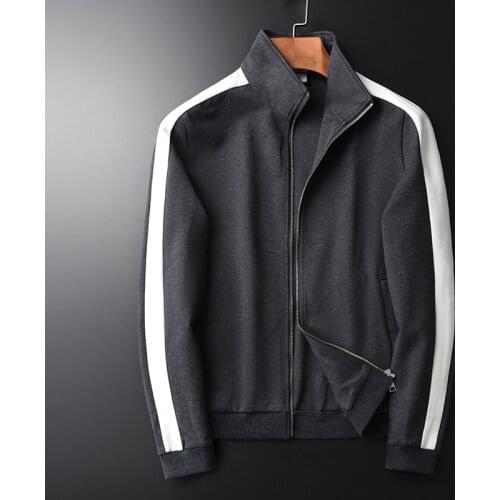 Stand Collar Sweatshirts Men Luxury Contrast Color Stripe Casual Sport Zipper Sweatshirt Male Plus Size 4xl Mens Hoodies
