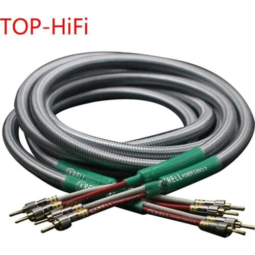 TOP-HiFi Pair Golden Plated Banana Plug Cable Speaker Audio Cable Audiophile OFC &silver Krell Speakon Wire Cables