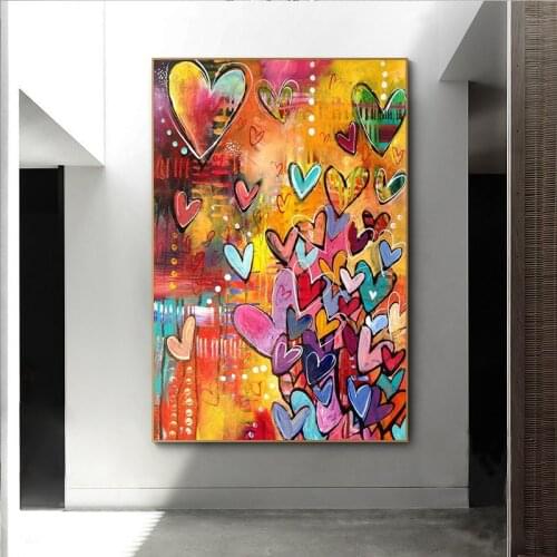 Street Graffiti Art Colorful Love Hearts Canvas Paintings Poster and Print Wall Art Picture for Living Room Cuadros Home Decor