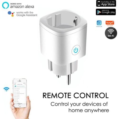 1 Pcs Tuya Smart Plug EU Power Monitor Timer Socket Smart Home Wireless Compatible Alexa Google Home Assistant Smart Life App