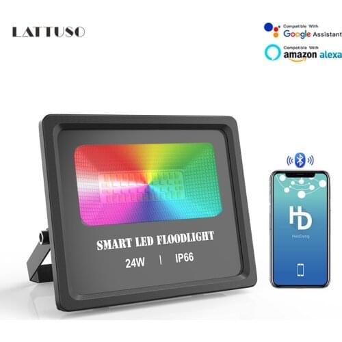 Smart LED Floodlight 24W Bluetooth APP Group Control Outdoor RGB Flood Light IP66 Waterproof Garden Spotlight Stage Lighting