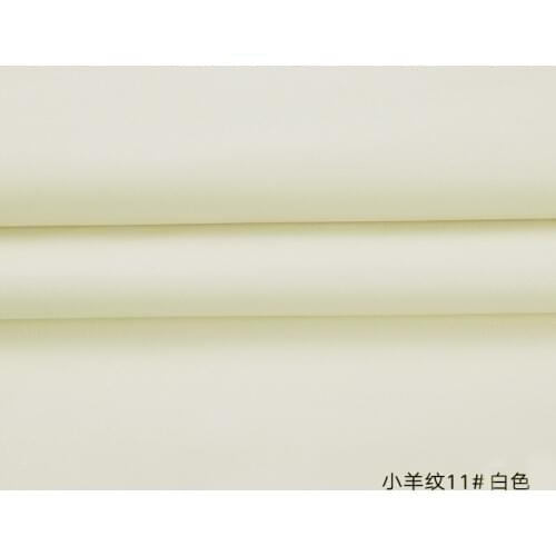 High Quality Micro Sheep pattern 11# white PU Leather fabric with little elastic for furniture clothes bag material(50x138cm)