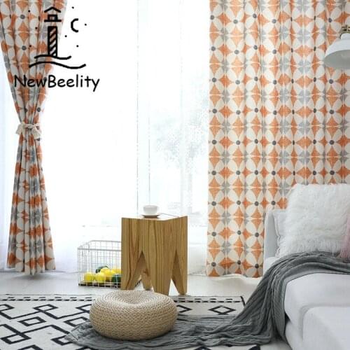 Modern Simple Curtain American Cotton and Linen Printed Window Curtain Curtains for Bedroom Kitchen Living Room