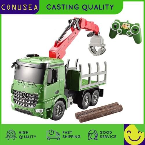 1/20 Double E E352 Rc Truck 2.4G 6Ch Radio Controlled Car Crane Tractor Simulated Lights Sounds Educational Car Toy for Boys kid