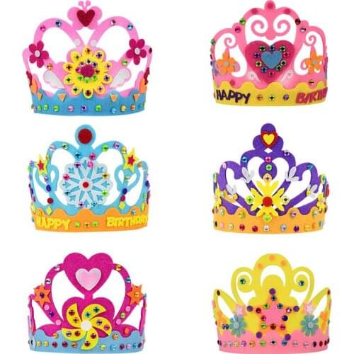 1pcs Non-woven Princess Crown Hat Headwear Childrens Handmade Craft Toy Gift Kids Birthday Party Crown Decoration