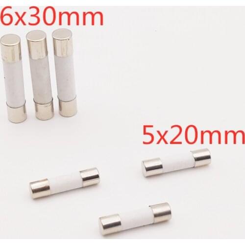 10pcs/5 * 20mm 6 * 30mm fast blowpipe fuse mm 250V 1 2 3 4 5 6 7 8 10A AMP fuse ceramic fuse