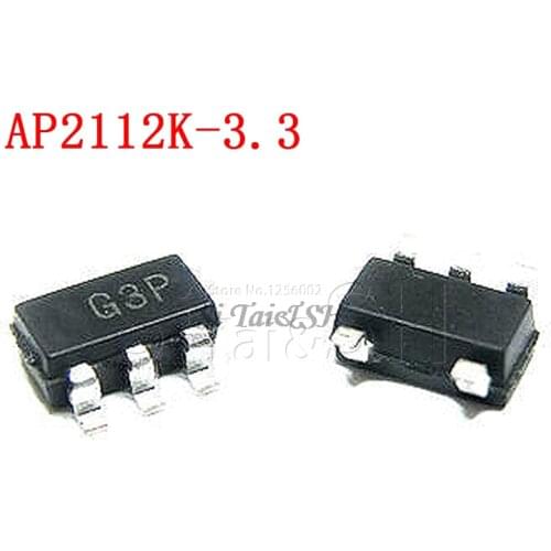 10PCS AP2112K-3.3 SOT23-5 AP2112K-3.3TRG1 3.3V 0.6A SOT25 2112 AP2112 AP2113K AP2112-3.3