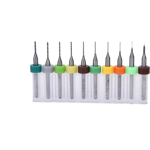 10pcs/Set 1/8"Shank 0.1-1mm Carbide PCB Dremel Jewelry CNC Engraving Micro Twist Drill Bits Set