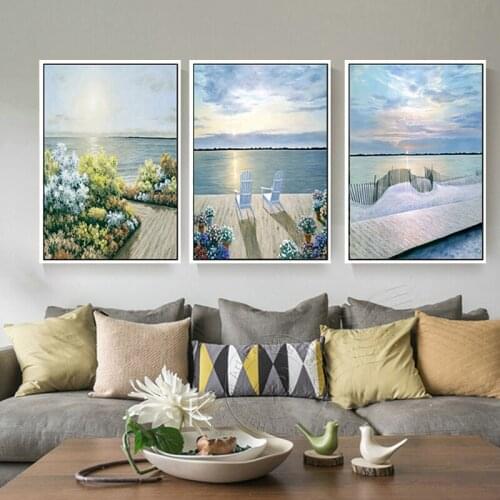 3Pcs Seascape Canvas Wall Painting Prints On Canvas Posters Art Nordic Home Cuadros Decor Wall Pictures For Living Room Unframed