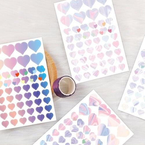 4 Sheets Kawaii Gradient love heart Stickers DIY Scrapbooking Diary Album Decoration Stick Label School Stationery