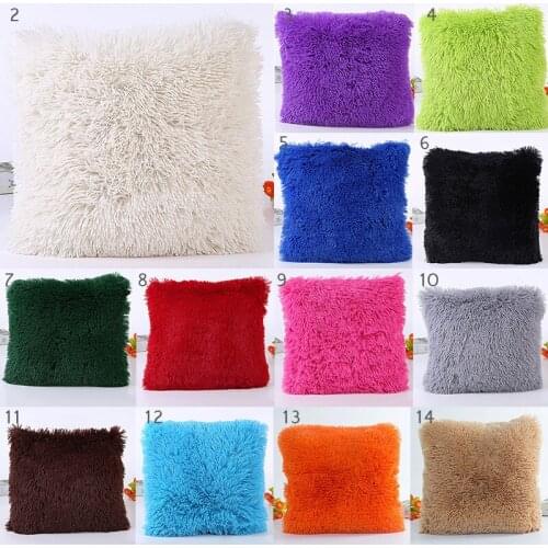 43cm*43cm Square Soft Plush Faux Fur Fleece Throw Pillow Case Cotton Home Back Cushion Cover Home Sofa Decor