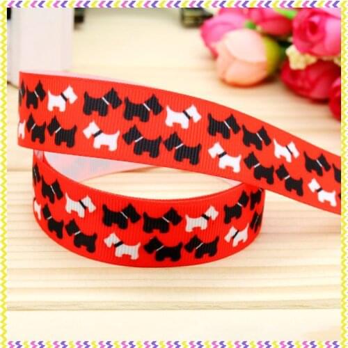 7/8'' Free shipping dog printed grosgrain ribbon hairbow headwear party decoration diy wholesale OEM 22mm P4595