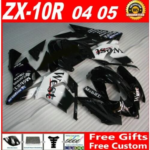 ABS plastic fairing kit for Kawasaki Ninja ZX10R 04 05 white black fairings set ZX10R 2004 2005 GY53