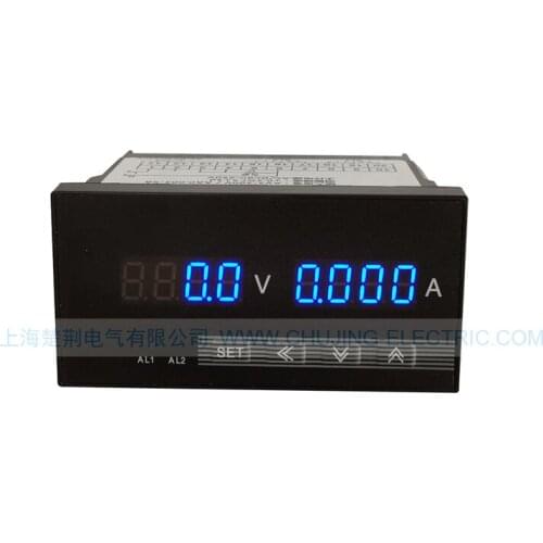 AC 500V , 5A single phase AC voltage and ampere meter A V combination panel meter with high limit and low limit output