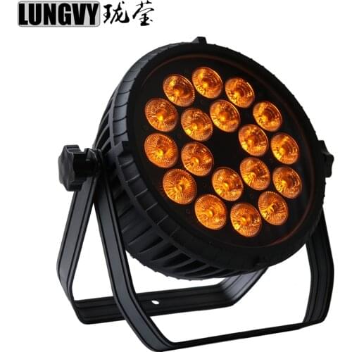 Free Shipping 18x18W RGBWA UV Non Waterproof Stage Aluminum Par Cans 6in1 LED DMX512 Par Light