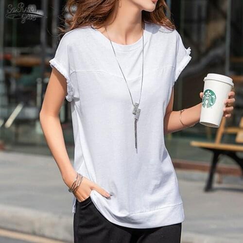 Plus Size blouse Women Summer Fashion Casual O-neck blouse Loose Cotton Short Sleeve Tops Shirts Women Ladies' Tees Tops 9549