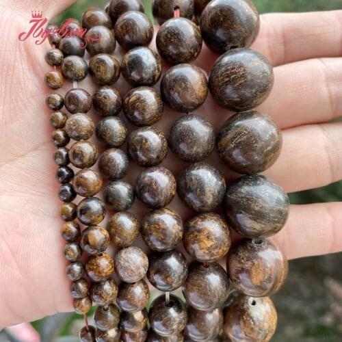 Natural Brown Bronzite Smooth Round Beads Loose 6/8/10/12MM Stone Beads For DIY Necklace Bracelet Jewelry Making Strand 15"