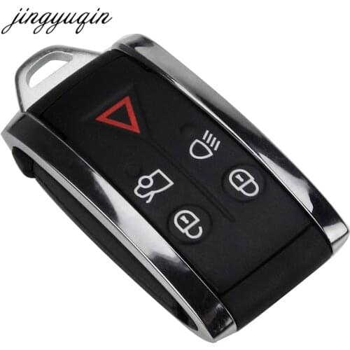 Jingyuqin 5 Buttons Key Fob Shell For Jaguar X XF XK XKR New Remote Smart Prox Case Housing + Blade Replacement