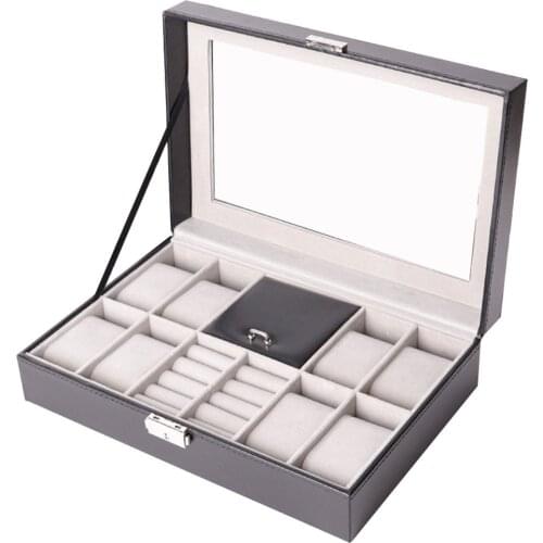 2-12 Grids Watch Storage Box PU Leather Watch Display Case Holder Organizer stand Box for Quartz Watches Jewelry Boxes Best Gif