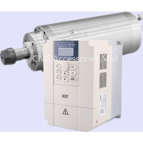 3kw water cooled spindle motor ER20 collet D100mm 220V/380V 400HZ for cnc engraving machine & 4kw BEST VFD Inverter
