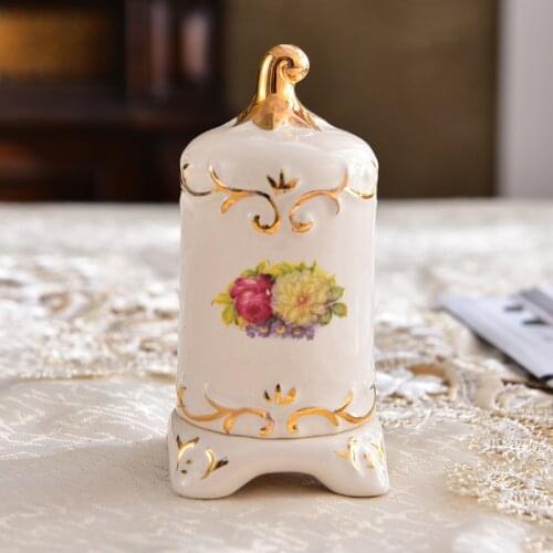 2021 European High-end ceramic Toothpick Holders, exquisite cotton swab box, Home Table Decor Storage Box Dust-proof