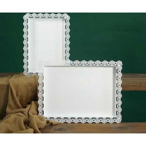 European rectangle CakeTray iron metal tray for food white serving tray metal home storage tray decor Wedding cake plateSNTP010