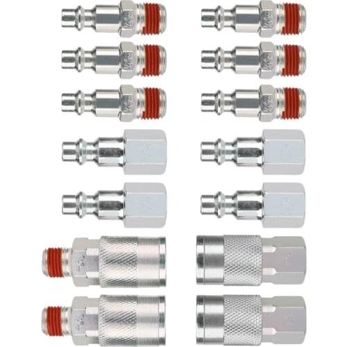 14 Pieces 1/4 Inch Npt Quick Connect Air Coupler And Plug Kit Pneumatic Tool Accessories For Air Compressor Accessories Fittings
