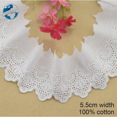 5.5cm width 100% cotton embroidery lace french lace ribbon fabric guipure diy trims warp knitting sewing Accessories#3241