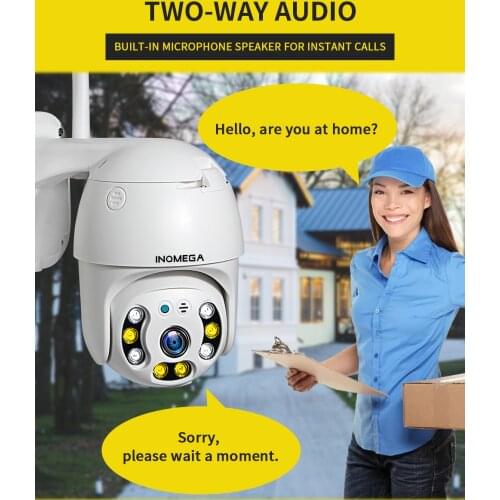 INQMEGA 1080P PTZ Dome Camera Outdoor Cloud Storage Wireless Camera IP66 Waterproof Night Vision Full Color