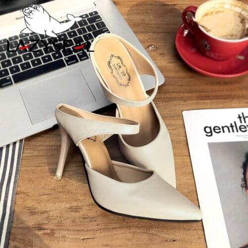 LazySeal 2019 9cm High Heels Slippers Slides Woman Shoes Women Heel Sandals Flip Flop Holiday Beach Slides Plus Size 35-44