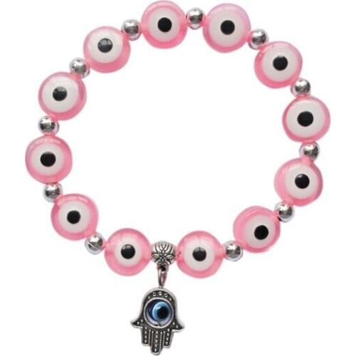 Fashion Jewelry 1pcs Turkish Fatima Hamsa Evil Eye Beaded Charm Good luck Bracelets DIY For Woman Hot New D81