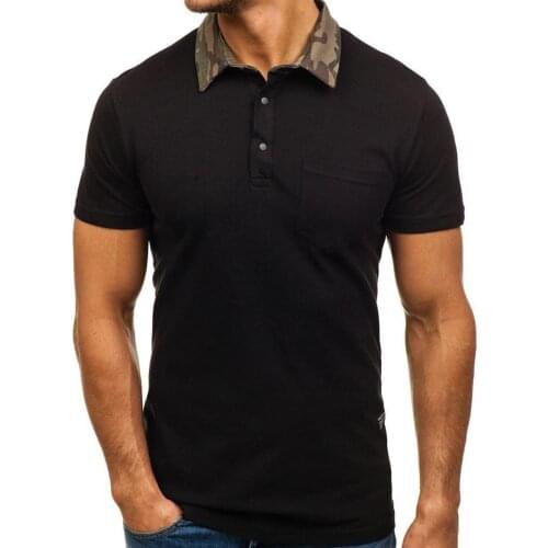Fashion Mens Casual Slim Short Sleeve Pocket Button T Shirt Top Camouflage Turn Down Collar T-Shirt Summer Blouse Top Shirts
