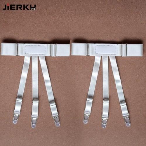 JIERKU Shirt Garters Mans Shirt Stays Holder Leg Suspenders Shirt Braces White Color Gourd buckle Shirt Garters 1pair GW08233