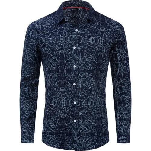 Plus Size Long Sleeve Mens Shirt Ripple Plaid Men Casual Shirts Stand Collar 100% Cotton Skinny Male Shirts Europe Size XXL