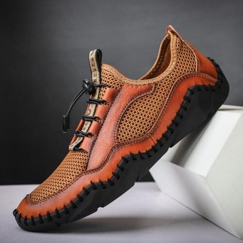 2021 Summer Men Fashion Sneakers Breathable Mesh Handmade Sole Sandals Casual Trend Mens Shoes Large Size 48