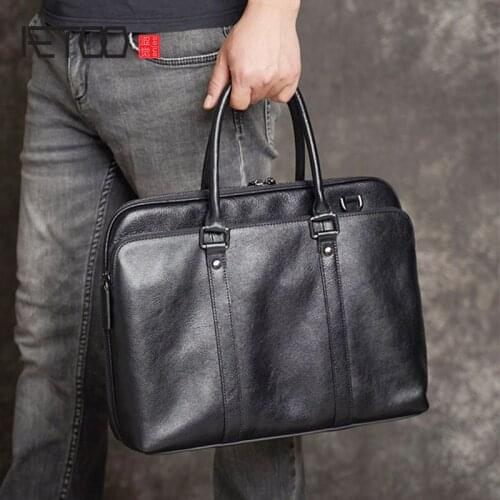 AETOO Mens briefcases, leather casual business handbags, retro handmade first layer leather computer bags
