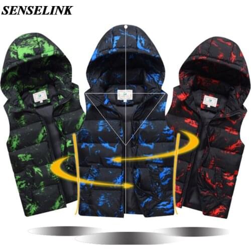 Men Women Child Vest 2021 Camouflage Vest Jacket Men Casual Warm Sleeveless Jacket Fashion Hooded Windproof Thickened Child Vest
