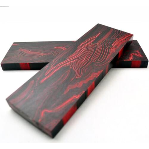 2pcs EDC DIY Knife handle Glass fiber black red G10 shank Patch Damascus pattern 130*40*8mm Fine production polishing
