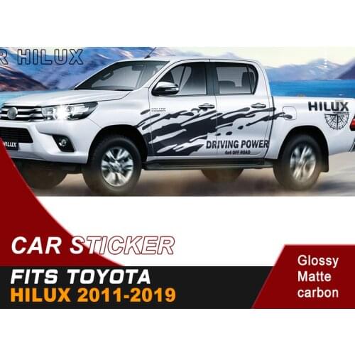 One set include 2 pieces mudsling styling side door and 2 piece tailgate graphic vinyls car stickers for toyota hilux 2012-2019