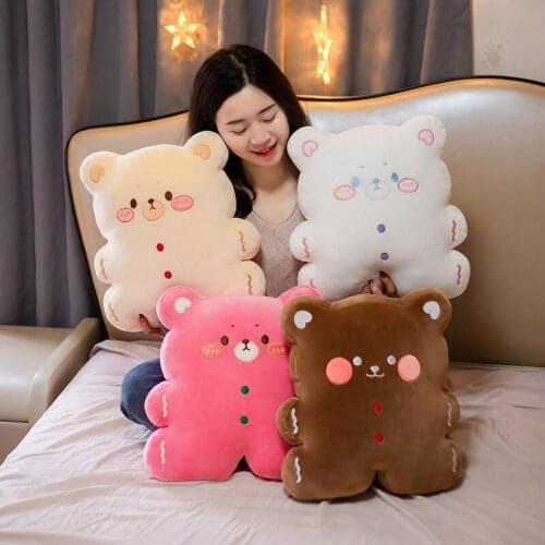 40/50CM Cute Biscuit Shape Bear Pillow Plush Toys Kawaii Stuffed Animals Bear Dolls Soft Sleep Toys for Girls Birthday Gift