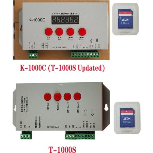 K-1000C (T-1000S Updated) Program LED controller K1000C WS2812B,WS2811,APA102,T1000S WS2813 2048 Pixels Controller DC5-24V