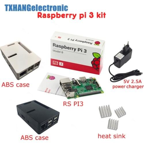 Raspberry Pi 3 Board + 5V 2.5A Power Supply + Case + Heat Sink For Raspberry Pi 3 Model B PI 3 WiFi & Bluetooth DIY electronics